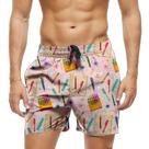 Short Praia Shorts Banho Bermuda Verão Lápis Giz Caderno Cartoon 985