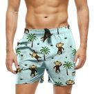 Short Praia Shorts Banho Bermuda Verão Macaco Coqueiro Monkey Cartoon 1678
