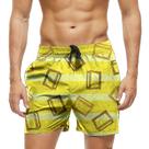 Short Praia Shorts Banho Bermuda Verão Madeira Cartoon Listras Amarelo 1399