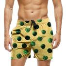 Short Praia Shorts Banho Bermuda Verão Pedra Rocha Verde Cartoon 1343