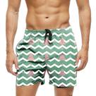 Short Praia Shorts Banho Bermuda Verão Pinheiros Cartoon Listras Verde 1818