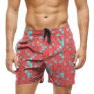Short Praia Shorts Banho Bermuda Verão Puzzle Pixel Vermelho 1192