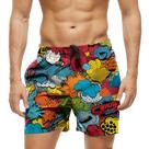 Short Praia Shorts Banho Bermuda Verão Quadrinhos Balão Efeitos Cartoon 1014 Short Praia Shorts Banho Bermuda Verão Quadrinhos Balão Efeitos Cartoon 1014