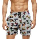 Short Praia Shorts Banho Bermuda Verão Tratores Coloridos Cartoon 490