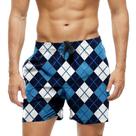 Short Praia Shorts Banho Bermuda Verão Xadrez Azul Crochê 601 Short Praia Shorts Banho Bermuda Verão Xadrez Azul Crochê 601