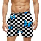 Short Praia Shorts Banho Bermuda Verão Xadrez Borboleta Butterfly Neon 542
