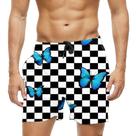 Short Praia Shorts Banho Bermuda Verão Xadrez Borboleta Neon Azul 625