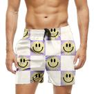 Short Praia Shorts Banho Bermuda Verão Xadrez Emoji Feliz Amarelo 802