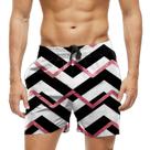 Short Praia Shorts Banho Bermuda Verão Xadrez Zig Zag Listras Rosa 584