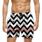Short Praia Shorts Banho Bermuda Verão Zig Zag Formas Preto 1820 Short Praia Shorts Banho Bermuda Verão Zig Zag Formas Preto 1820