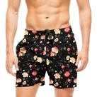 Short Praia Shorts Banho Calção Flores Rosas Full Print 809