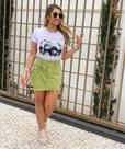 Short Saia Colorido c/ Amarril na frente