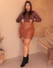 Short Saia Plus Size Feminino Courinho Sintético