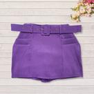Short Saia Plus Size Frente e Costas/trás com Cinto e Bolso 0071
