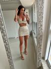Short Saia Roche - Paetês Champanhe Curta Dourado