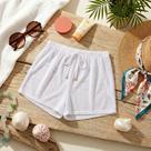 Short Saída de Praia Feminino Crepinho Cordão Pingente Cor:BrancoTamanho:Único 36-44 Short Saída de Praia Feminino Crepinho Cordão Pingente Cor:BrancoTamanho:Único 36-44