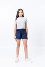 Short Sarja Menina Juvenil Com 2 Bolsos Frontais, Cinto, Bainha Italiana, Elástico na Cintura com Passantes para Cinto Marinho Short Sarja Menina Juvenil Com 2 Bolsos Frontais, Cinto, Bainha Italiana, Elástico na Cintura com Passantes para Cinto Marinho