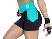 Short suplex feminino aqua com recorte lateral cintura alta - one sport Short suplex feminino aqua com recorte lateral cintura alta - one sport