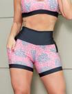 Shortinho Fitness Estampado Cós Alto e Bolsos Laterais