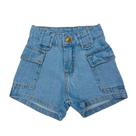 Shortinho Jeans Cargo Infanto Juvenil Modinha Blogueirinha