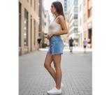 Shortinho Jeans Feminina Curto -bermudinha Blue 3 Denim 1307