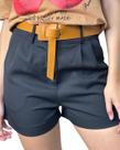 Shorts alfaiataria com cinto de material sintético REF159