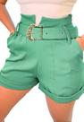 Shorts Alfaiataria Hotpants C/ Cinto Fivela E Bolsos Faca Colorido