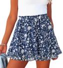 Shorts Aoudery Flowy para mulheres casuais, boho, florais, azul marinho, 4GG