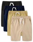Shorts Avsead Boys de algodão cáqui com bolsos, tamanho 14-16, pacote com 4