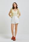 Shorts Básico Feminino Mom Cintura Alta Em Sarja