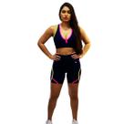 Shorts Bermuda com Friso Colorido Academia Fitness Corrida DA Modas Tecido de Suplex Poliamida Treino Shorts Bermuda com Friso Colorido Academia Fitness Corrida DA Modas Tecido de Suplex Poliamida Treino