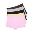 Shorts Boxer Femininos De Algodão Sem Costura De Cintura Alta, Pacote Com 5 Peças, Cores Sólidas,