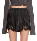 Shorts boxer Meiweileya com acabamento em renda de seda acetinada para mulheres