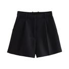 Shorts Brancos Plissados com Zíper De Cintura Alta Para Mulheres, Moda Vintage Chique Willshela