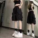 Shorts Cargo de Cintura Alta para Mulheres - Calças Largas de Verão com Bolsos Grandes