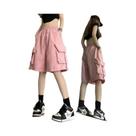 Shorts Cargo Femininos De Cintura Alta Estilo Americano Streetwear Verão Perna Larga Solta Com