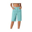 Shorts Cargo Femininos De Cintura Alta, Moda Casual, Calças Retas Com Bolsos, Cor Sólida, Para