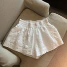Shorts Casuais Vintage Em Jacquard Preto E Branco Com Cintura Alta E Pernas Largas Para Mulheres,