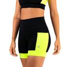Shorts Compressão com Bolsos Ciclico Infinity Amarelo Lima e Preto Femiino