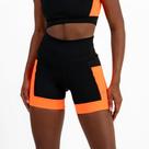 Shorts Compressão com Bolsos Ciclico Infinity Laranja e Preto Feminino