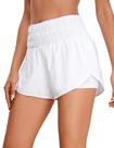 Shorts CRZ YOGA 2 em 1 com Fenda para Corrida Cintura Alta Branco G