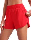 Shorts CRZ YOGA Cintura Alta Corrida 7,5 cm Bolso com Zíper Vermelho M