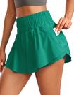 Shorts CRZ YOGA com Saia Sobreposta, Cós Alto, Bolso com Zíper Verde M