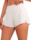 Shorts CRZ YOGA V com Cós Alto e Fenda, Secagem Rápida, Branco Leitoso, GG Shorts CRZ YOGA V com Cós Alto e Fenda, Secagem Rápida, Branco Leitoso, GG