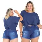 Shorts Curto Feminino Plus Size Desfiado