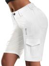 Shorts de caminhada Flamingals Bermuda Cargo 2024 para mulheres brancos L