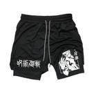 Shorts De Compressão Masculinos 2 Em 1 Com Estampa De Anime Jujutsu Kaisen, Secagem Rápida, Para Shorts De Compressão Masculinos 2 Em 1 Com Estampa De Anime Jujutsu Kaisen, Secagem Rápida, Para