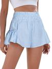 Shorts de corrida esportivos BMJL femininos xadrez com bolsos azuis