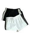 Shorts de corrida MakeMechic listrados em preto e branco para mulheres Shorts de corrida MakeMechic listrados em preto e branco para mulheres