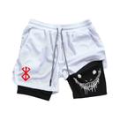 Shorts De Corrida Masculinos 2 Em 1 De Secagem Rápida Anime Berserk Para Fitness, Treino E Jogging